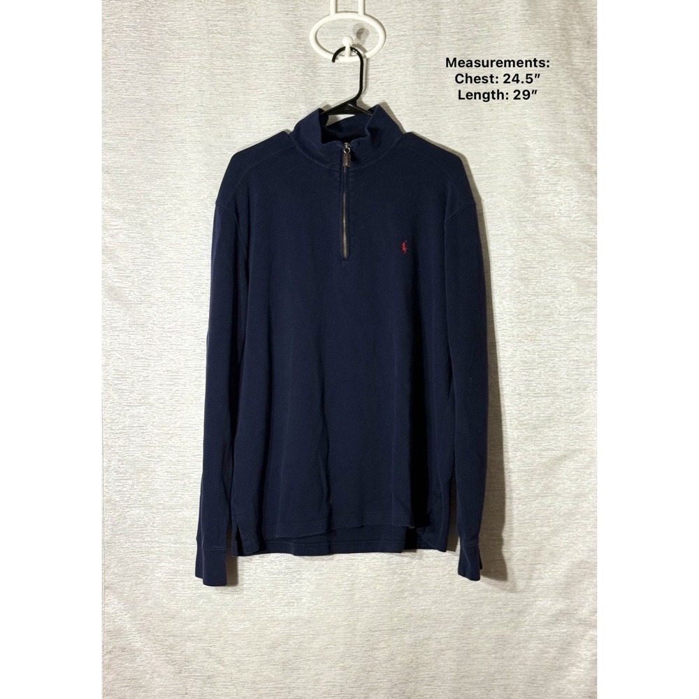 Polo Ralph Lauren Mens Navy‎ Blue 1/4 Zip Pullover Sweatshirt Large